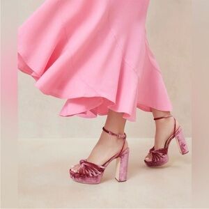 Loeffler Randall Rivka Pink Crushed Velvet Platform Heels
